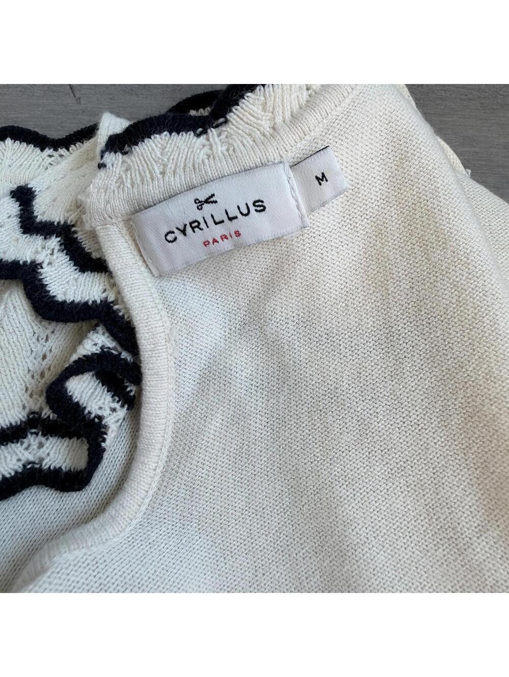 Cyrillus Paris Ruffled Pierrot Collar Knit Sweater Size M - Picture 2 of 8